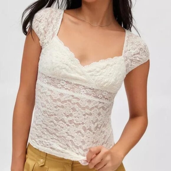 NWT UO Kimchi Blue Clementine Femme Ivory Top - Picture 5 of 5